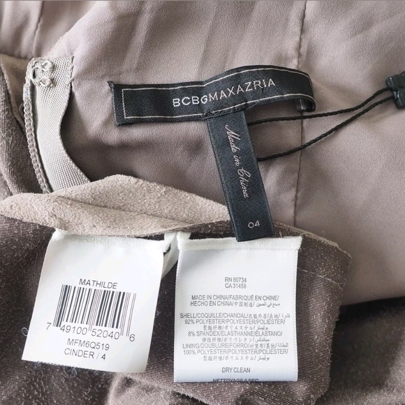 BCBGMAXAZRIA Mathilde Faux Suede Deep V Neck Dress - Picture 8 of 8